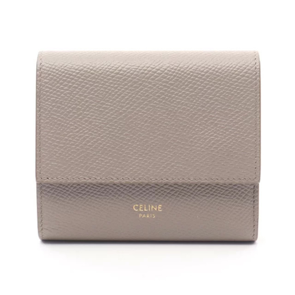 Celine Trifold Wallet Leather Beige Cream